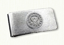 Sterling money clip with raised Navy Emblem